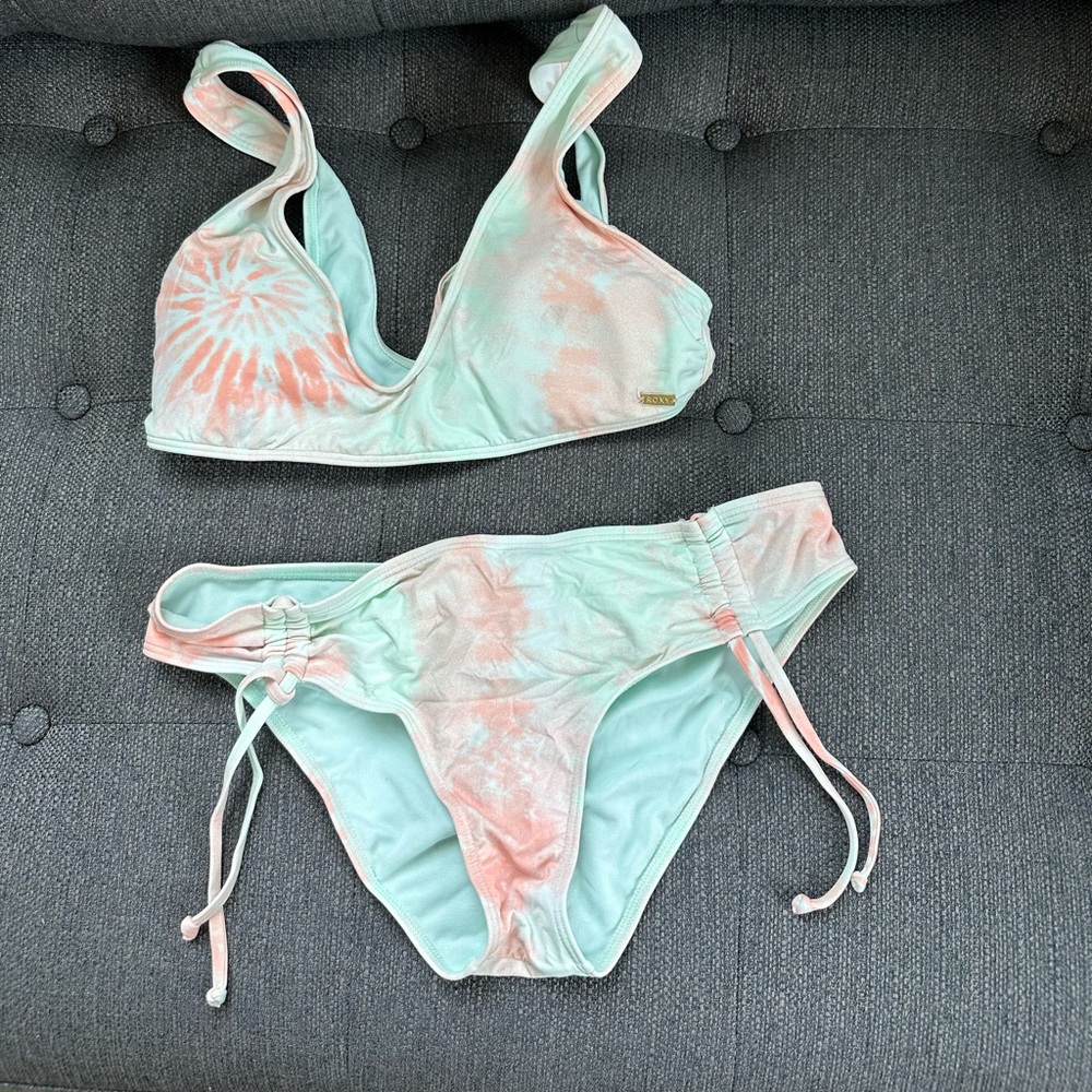 Roxy Tie-Dye Bikini in Mint and Coral